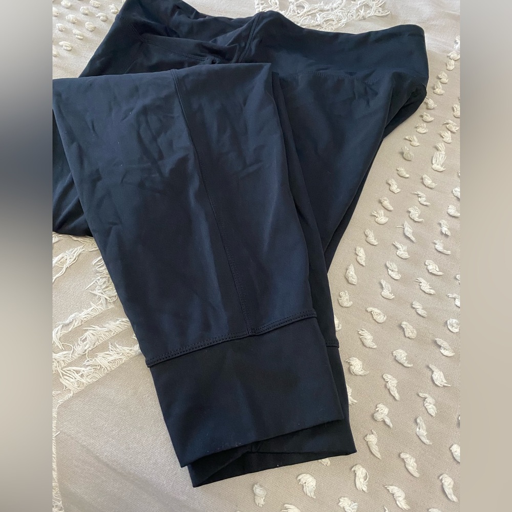 Ladies, black, joggers, and XL gathered full length leg and side pockets